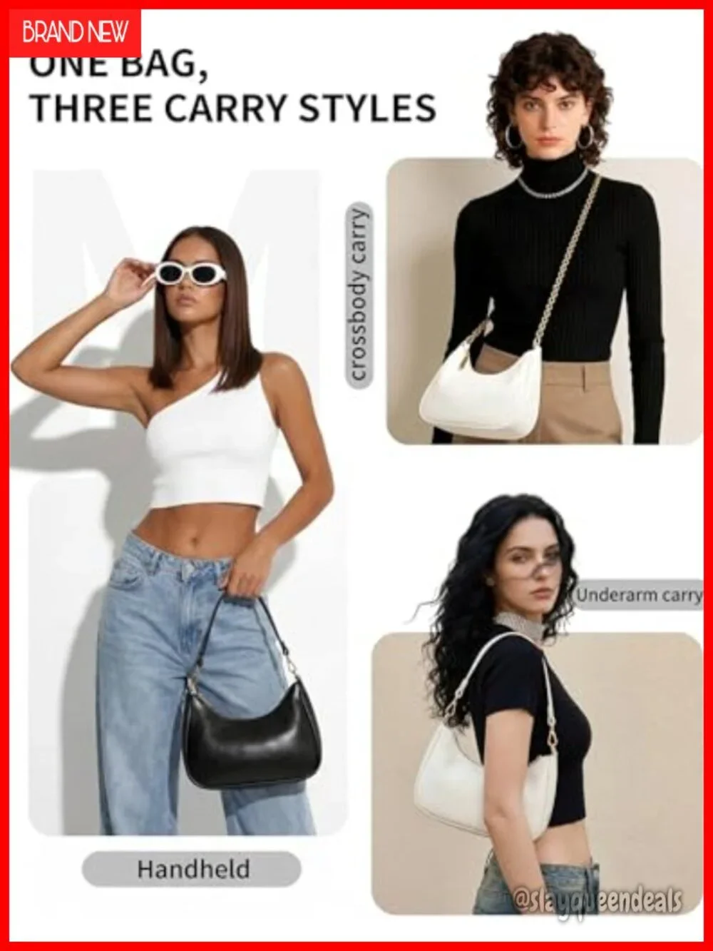 Small Vegan Leather Crescent Hobo Shoulder Bag Mini Purse